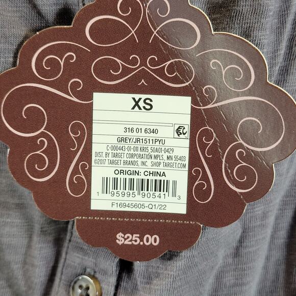 Knox Rose Women's Gray V-Neck Half Button Up Blouse, Size XS, NWT - Picture 5 of 7